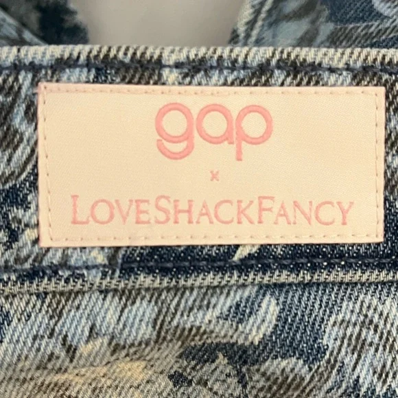 GAP Love Shack Fancy 70’s Flare High Rise Floral Jeans Sz 28 - Picture 4 of 6